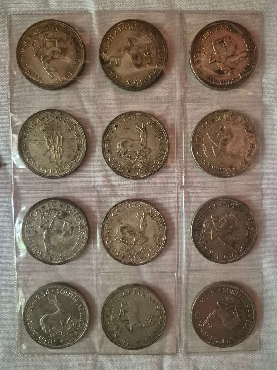 12× 5 shillings coins ..1 bid for lot see photos