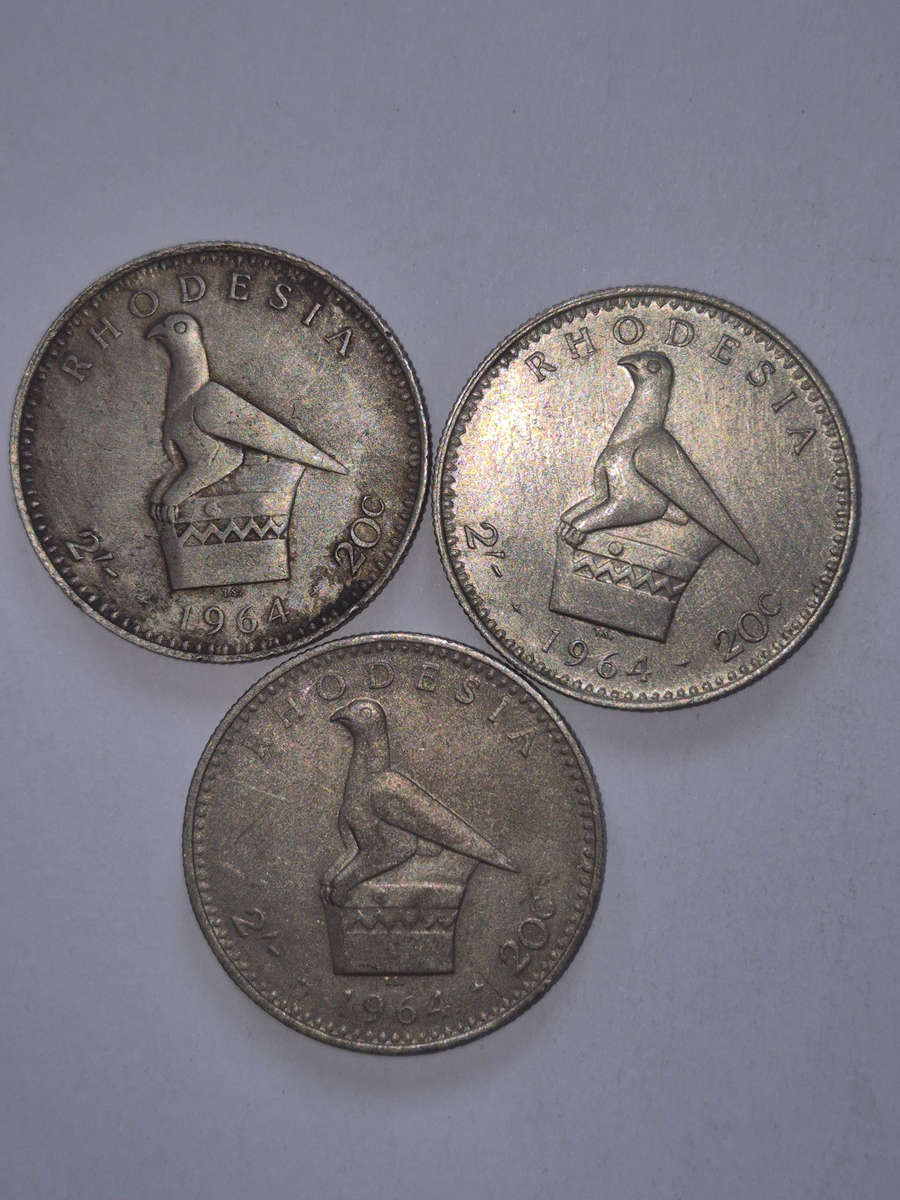 3× 1964 Rhodesia 20c