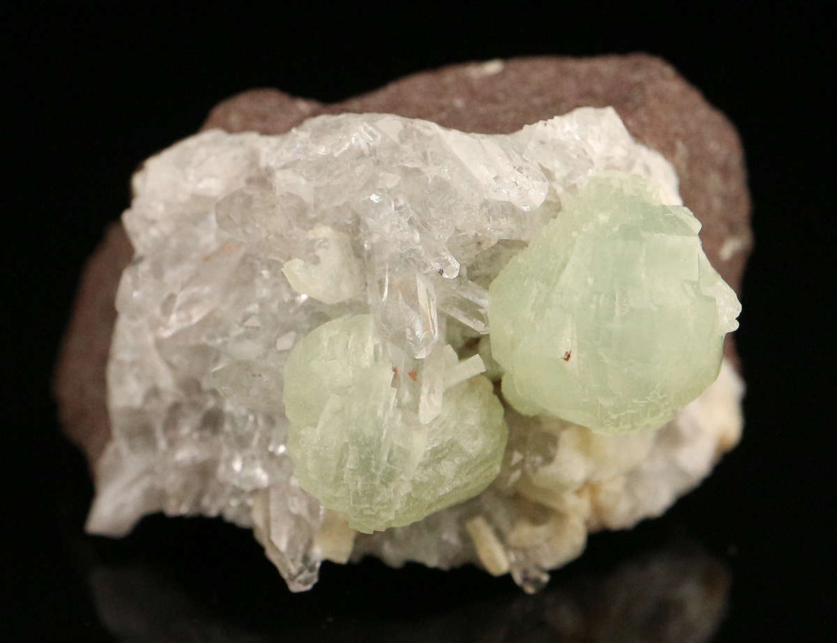 Prehnite on Quartz on Matrix, Gobobosebberge Mnt, Namibia