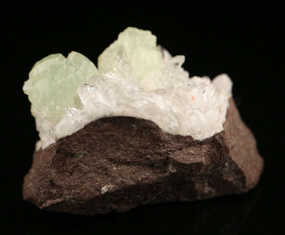 Prehnite on Quartz on Matrix, Gobobosebberge Mnt, Namibia