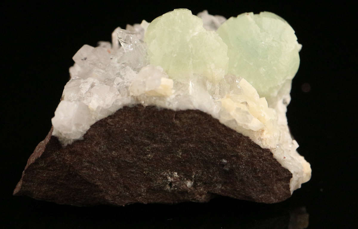 Prehnite on Quartz on Matrix, Gobobosebberge Mnt, Namibia