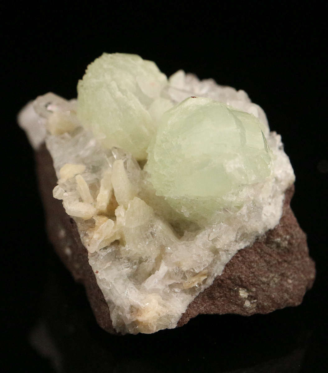 Prehnite on Quartz on Matrix, Gobobosebberge Mnt, Namibia