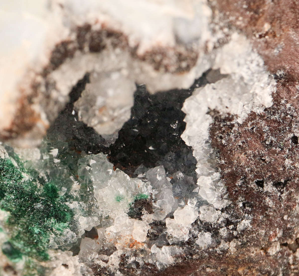 Quartz on Matrix with Malachite, Mashamba West Mine, DRC