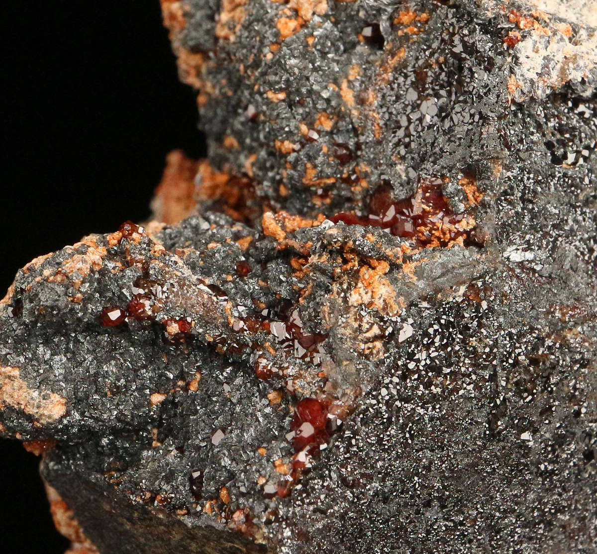 Andradite, Hausmannite on Matrix,"N'Chwaning II Mine, Kalahari Manganese Field, Northern Cape, South