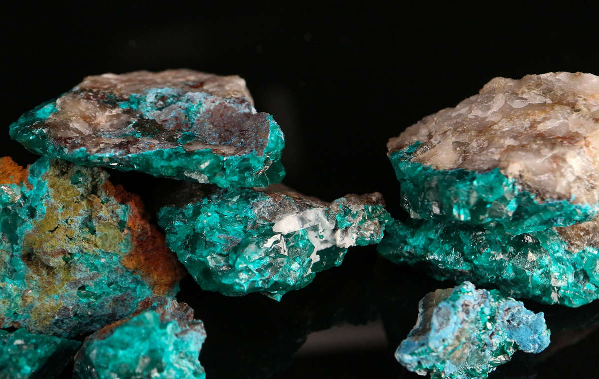 Dioptase, Shattuckite Quartz Rough Parcel, Kaokoveld Region, Namibia