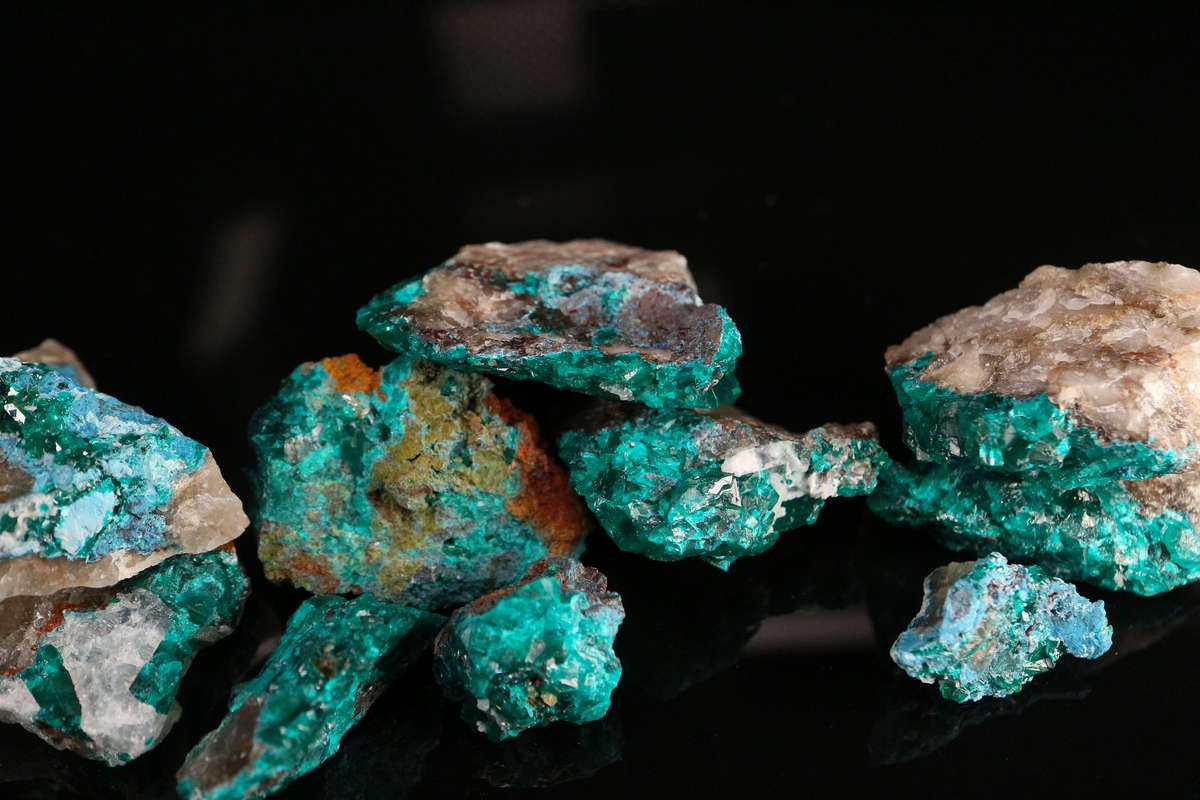 Dioptase, Shattuckite Quartz Rough Parcel, Kaokoveld Region, Namibia