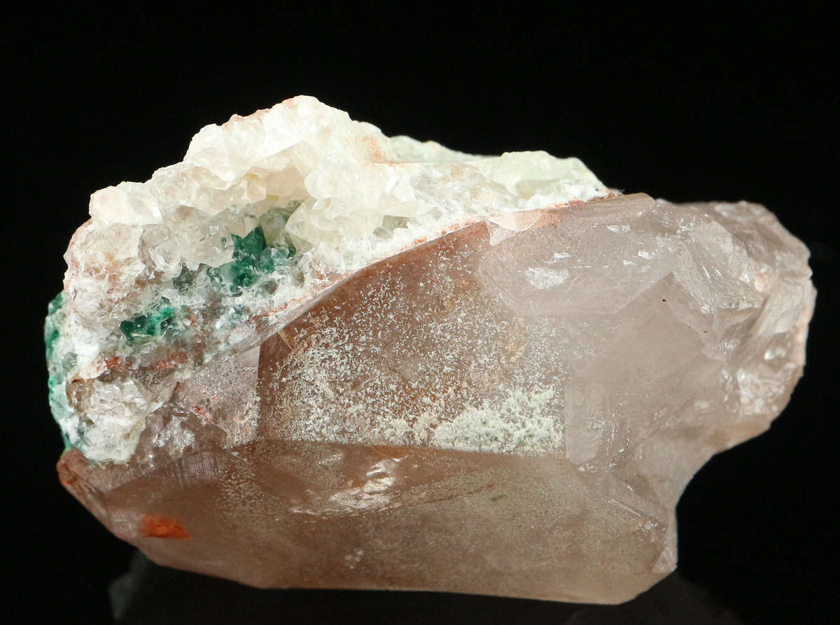 Calcite, Malachite on Quartz Miniature, Kaokoveld Region, Namibia
