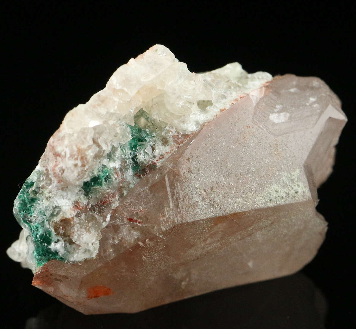 Calcite, Malachite on Quartz Miniature, Kaokoveld Region, Namibia