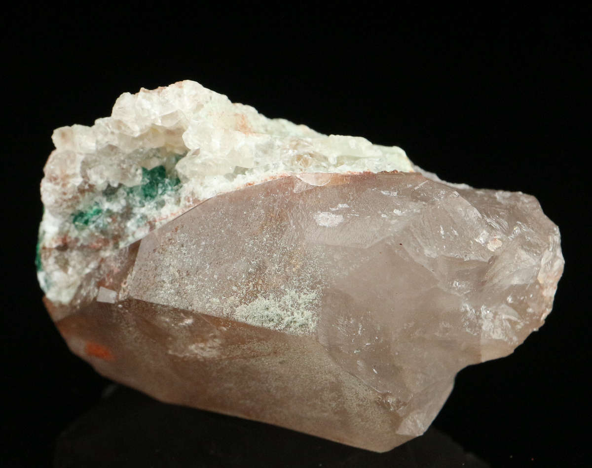 Calcite, Malachite on Quartz Miniature, Kaokoveld Region, Namibia