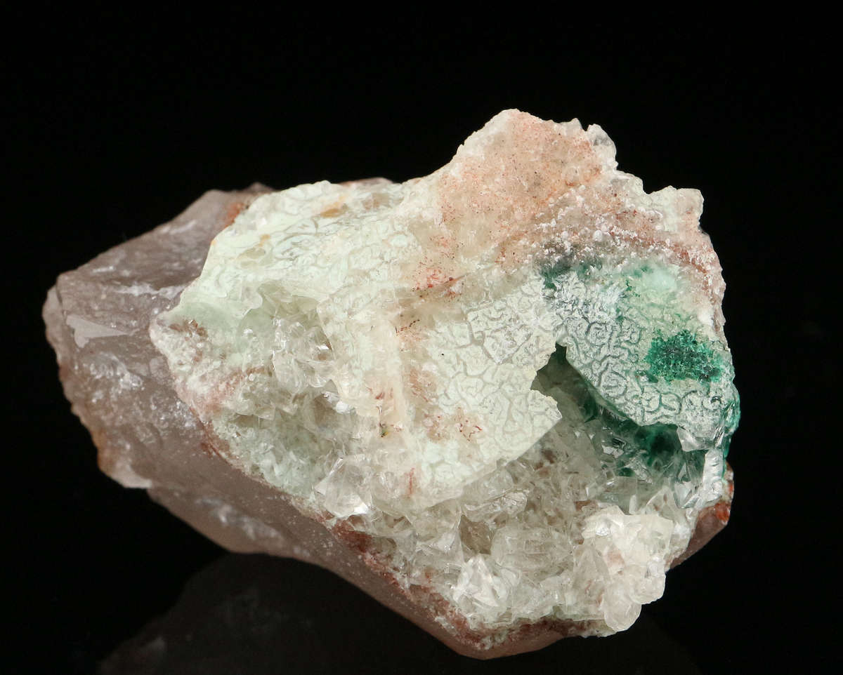 Calcite, Malachite on Quartz Miniature, Kaokoveld Region, Namibia