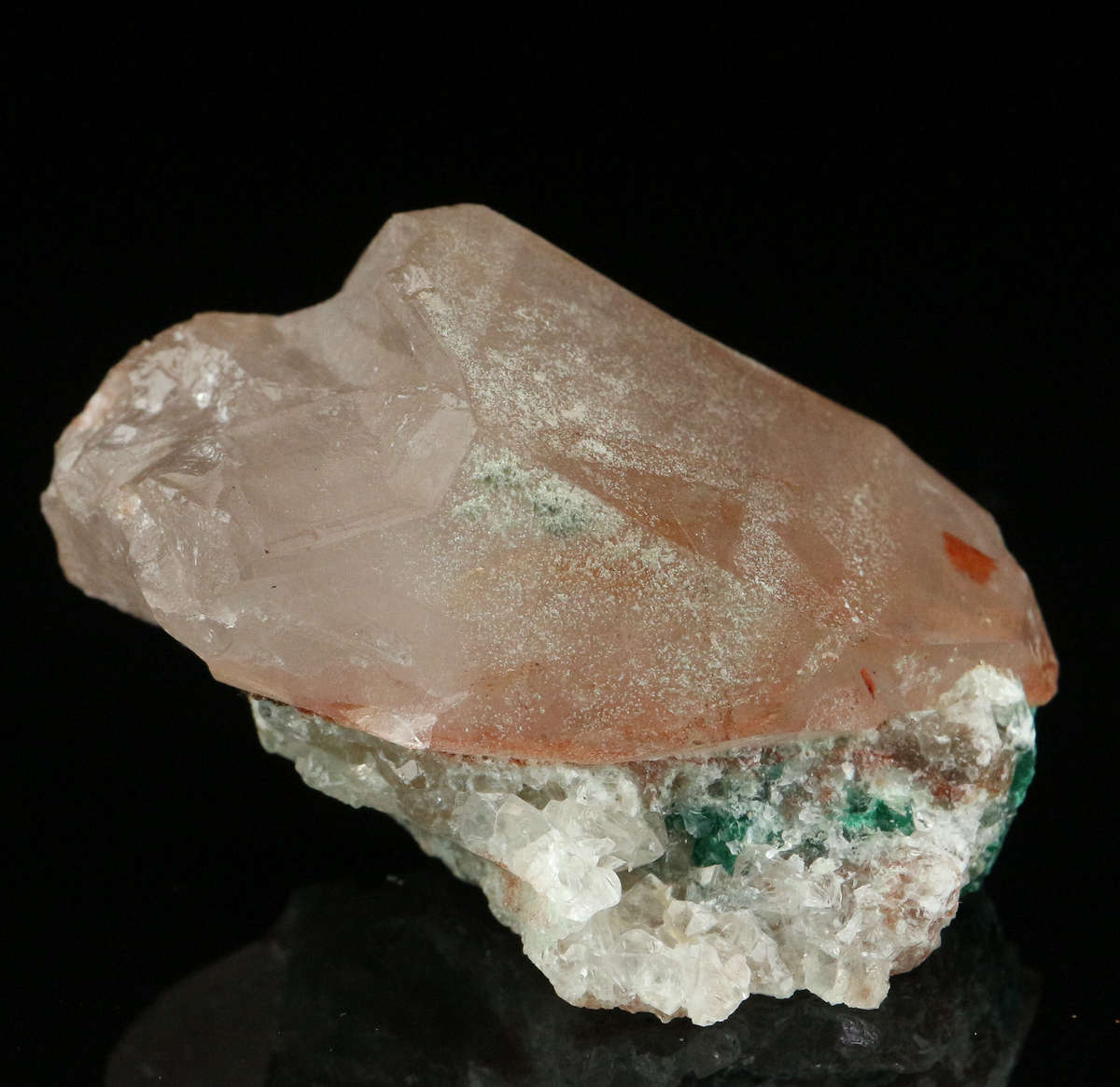 Calcite, Malachite on Quartz Miniature, Kaokoveld Region, Namibia