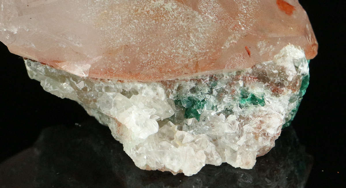 Calcite, Malachite on Quartz Miniature, Kaokoveld Region, Namibia