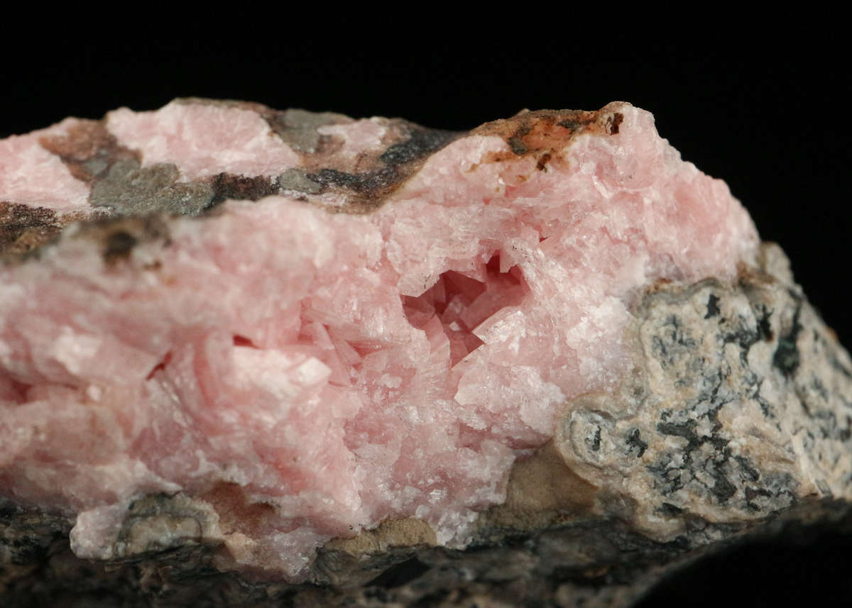 Rhodochrosite on Matrix,"N'Chwaning II Mine, Kalahari Manganese Field, Northern Cape, South Africa.