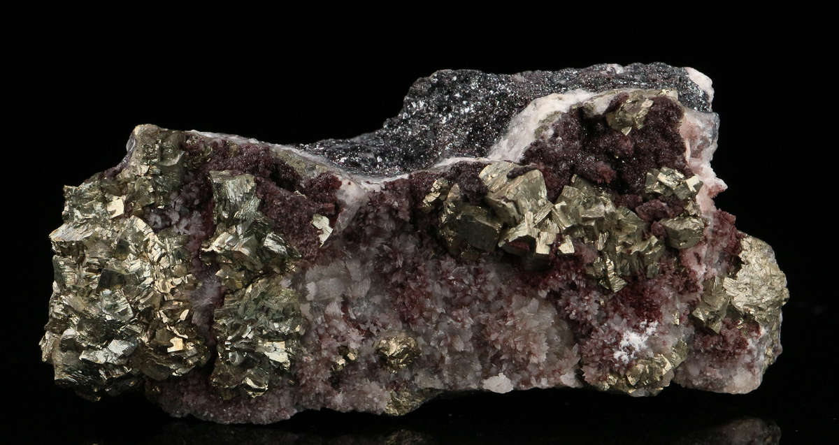 Calcite, Pyrite on Matrix,"N'Chwaning II Mine, Kalahari Manganese Field, Northern Cape, South Africa