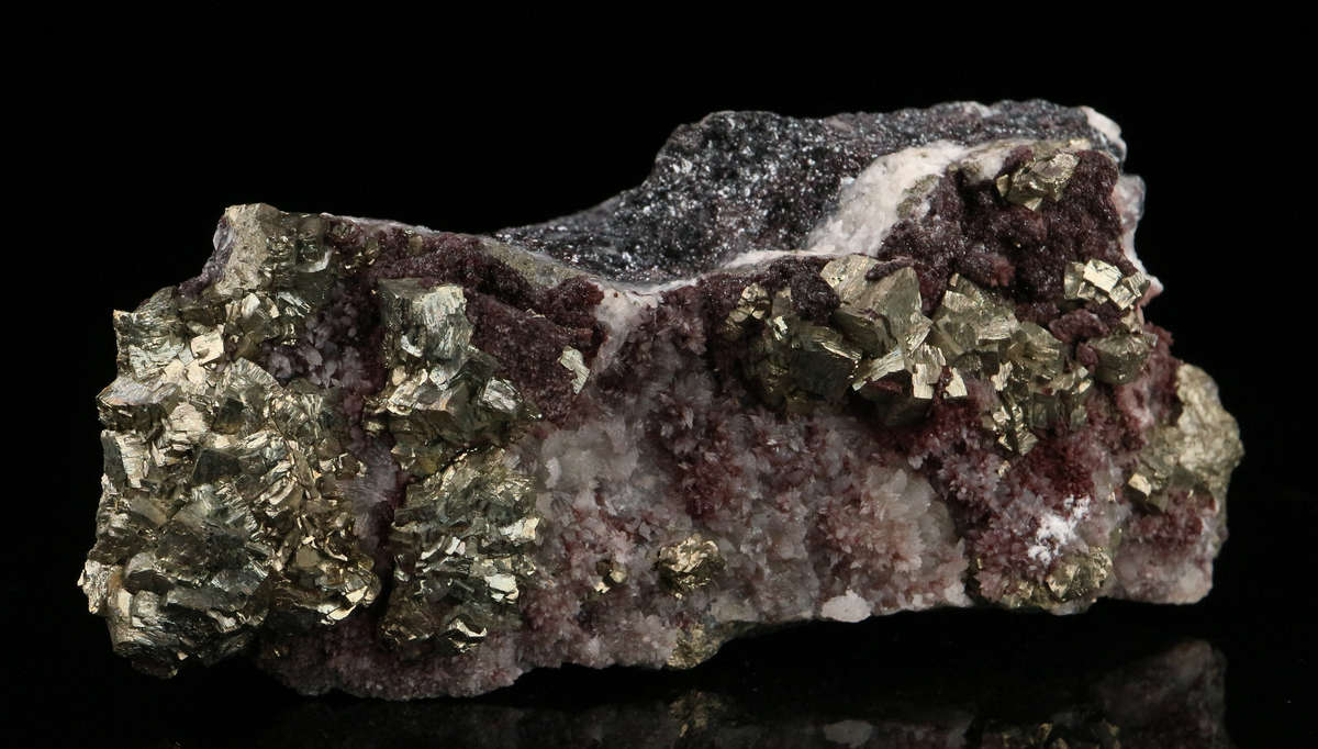 Calcite, Pyrite on Matrix,"N'Chwaning II Mine, Kalahari Manganese Field, Northern Cape, South Africa