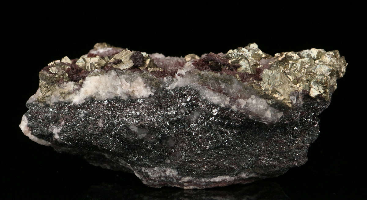 Calcite, Pyrite on Matrix,"N'Chwaning II Mine, Kalahari Manganese Field, Northern Cape, South Africa