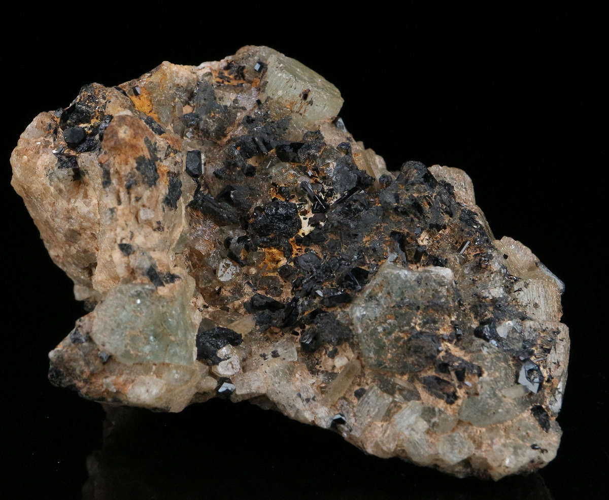 Schorl on Aquamarine, Erongo Mnt Region, Namibia
