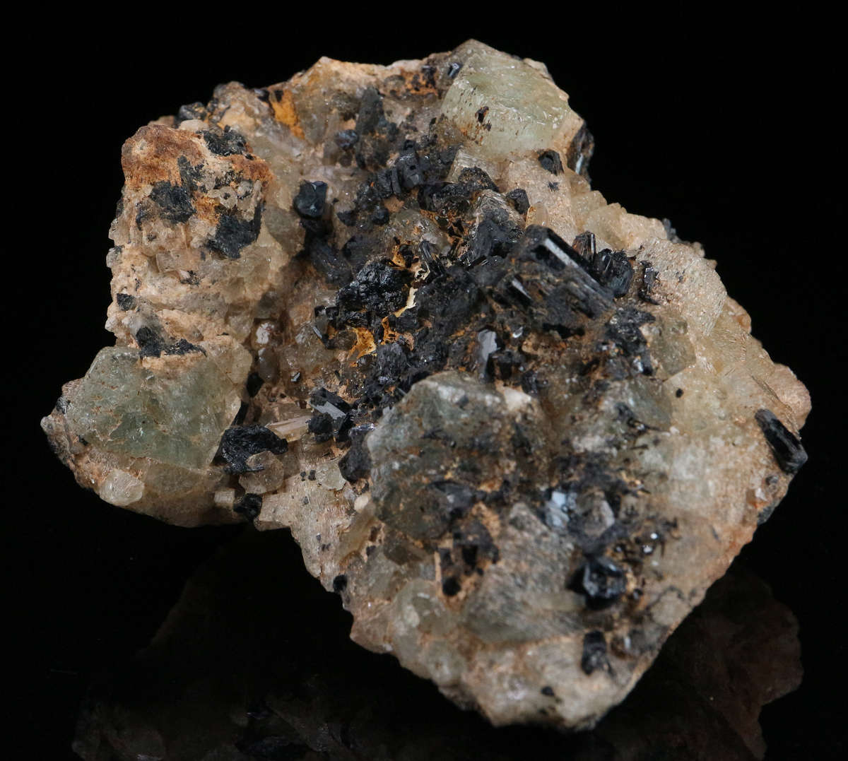 Schorl on Aquamarine, Erongo Mnt Region, Namibia