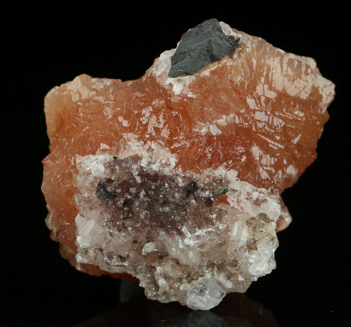 Calcite on Olmiite, "N'Chwaning II Mine, Kalahari Manganese Field, Northern Cape, South Africa. "