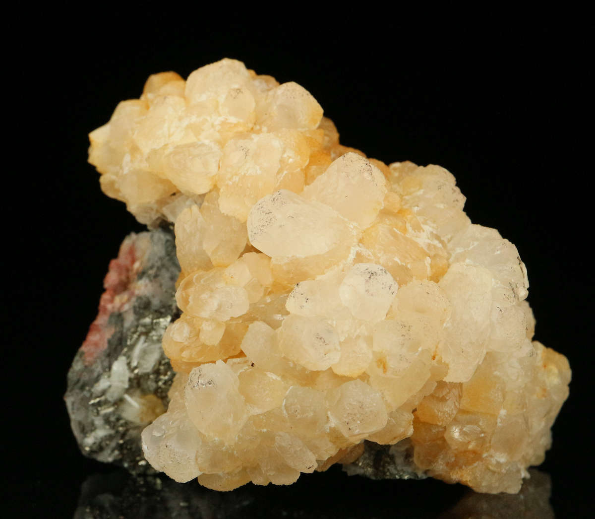 Calcite, Baryte, Pyrite on Matrix,"N'Chwaning II Mine, Kalahari Manganese Field, Northern Cape, Sout