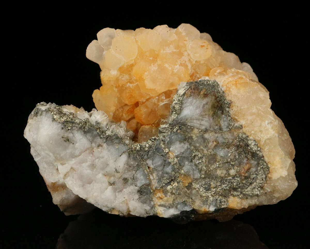 Calcite, Baryte, Pyrite on Matrix,"N'Chwaning II Mine, Kalahari Manganese Field, Northern Cape, Sout