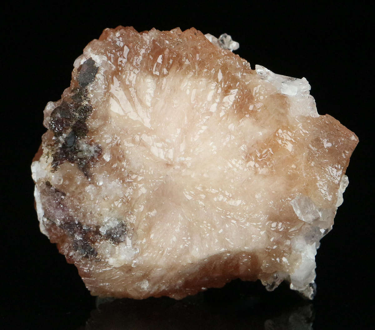 Calcite on Olmiite, "N'Chwaning II Mine, Kalahari Manganese Field, Northern Cape, South Africa "