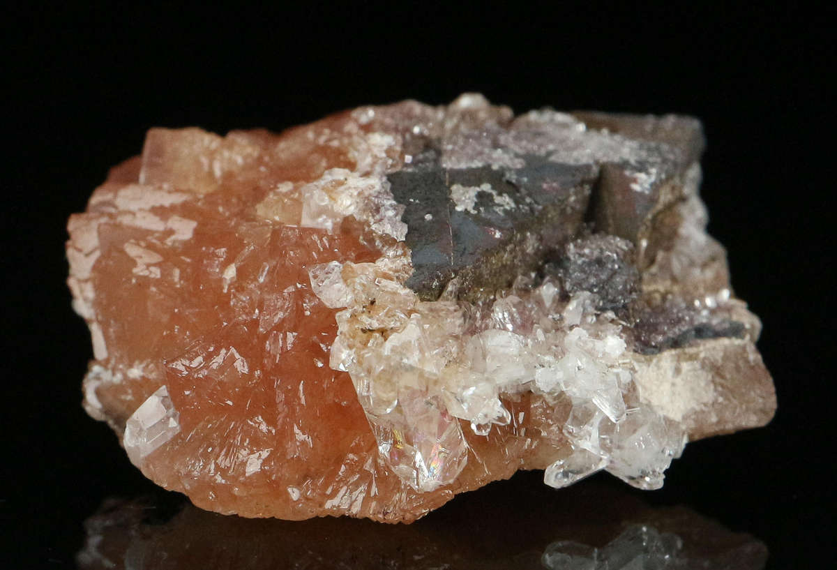 Calcite on Olmiite, "N'Chwaning II Mine, Kalahari Manganese Field, Northern Cape, South Africa "