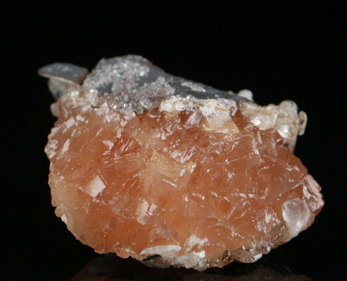 Calcite on Olmiite, "N'Chwaning II Mine, Kalahari Manganese Field, Northern Cape, South Africa "