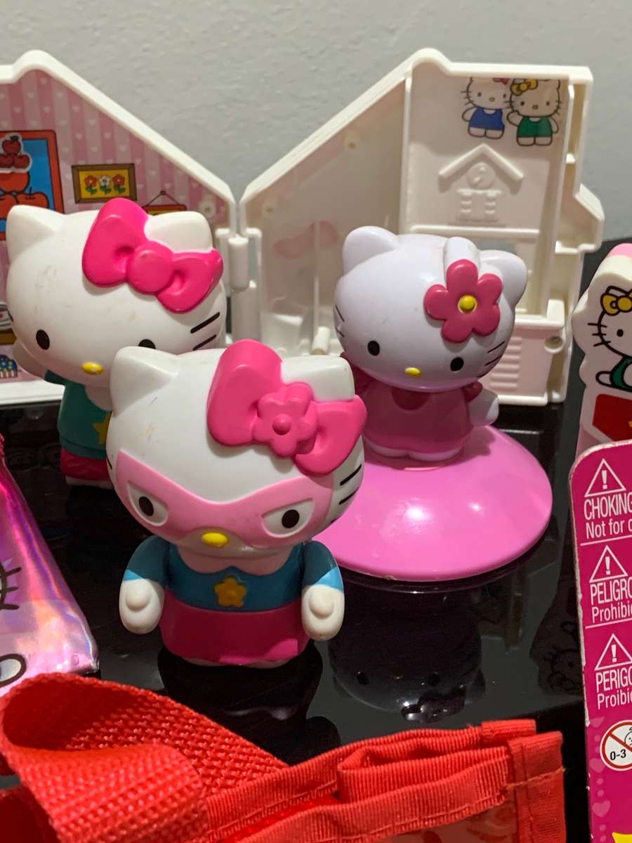 Collection Of Sanrio Hello Kitty Paraphernalia - Fast Food Toys, Carry Bag & Sealed Digital Watch