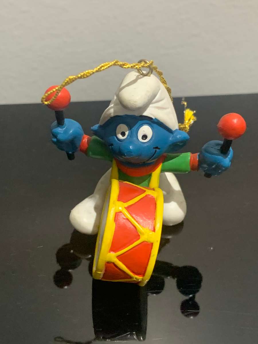 Drummer Boy Smurf  PEYO 1981  Schleich Made In Portugal - Mint Condition - Christmas Theme