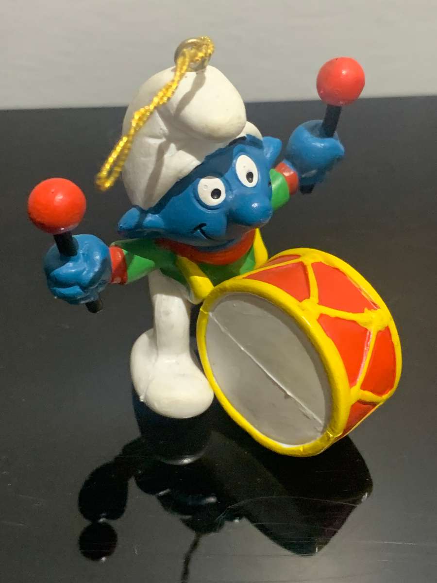 Drummer Boy Smurf  PEYO 1981  Schleich Made In Portugal - Mint Condition - Christmas Theme