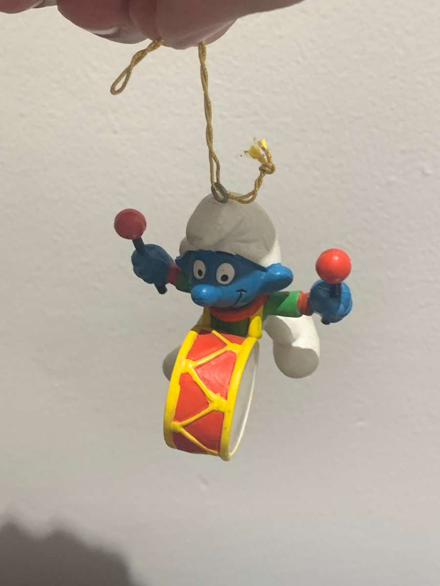 Drummer Boy Smurf  PEYO 1981  Schleich Made In Portugal - Mint Condition - Christmas Theme