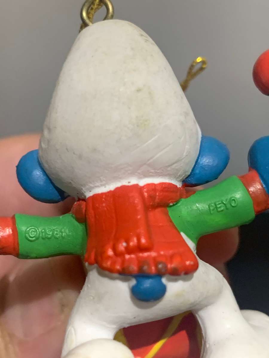 Drummer Boy Smurf  PEYO 1981  Schleich Made In Portugal - Mint Condition - Christmas Theme