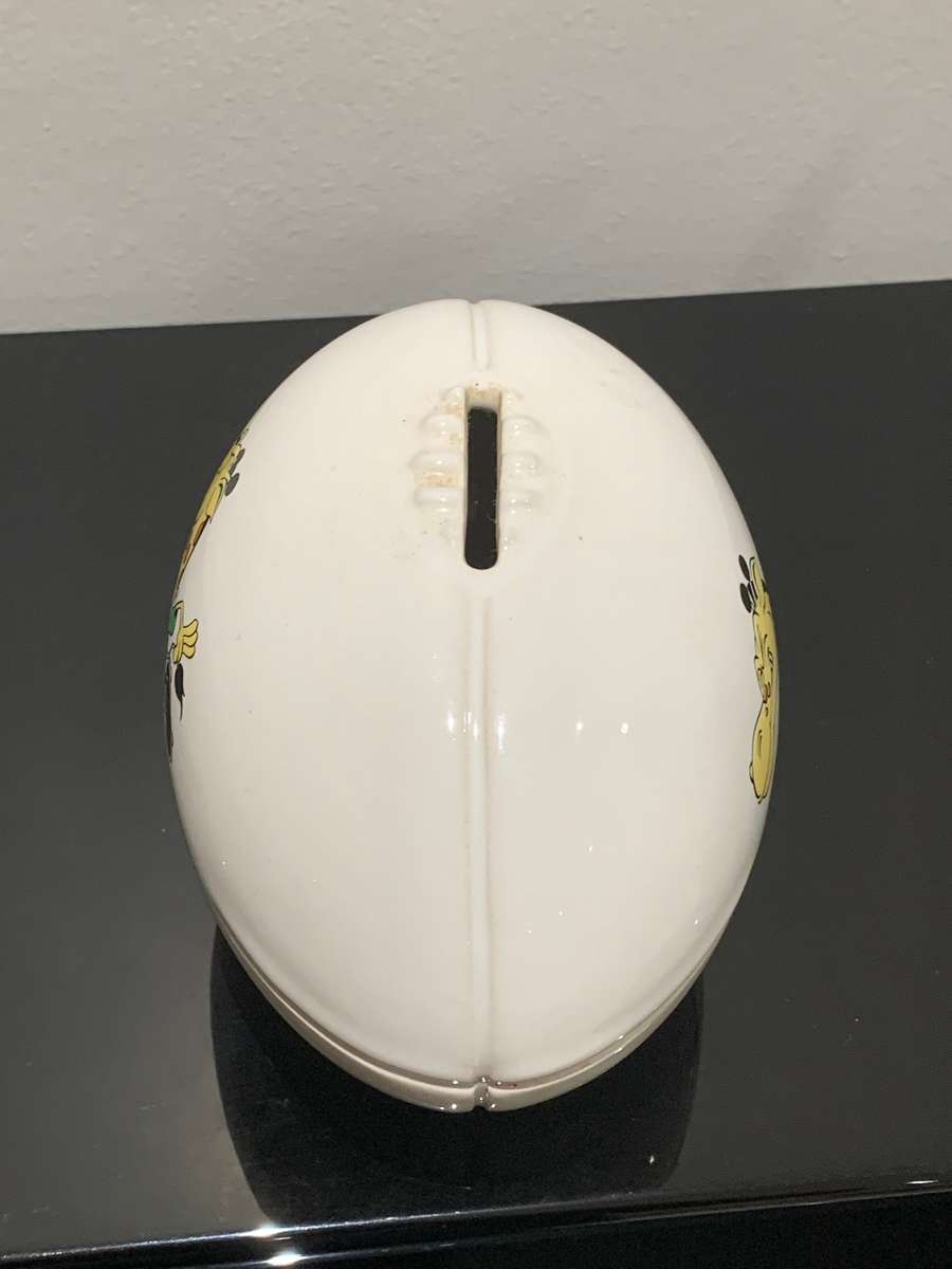 Ceramic Rugby Ball Shaped Coin Bank  1995 World Cup Licensed Product  Ruggles The Mascot