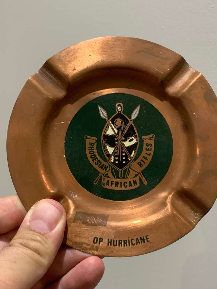 Rhodesia - Copper Ashtray  Rhodesian African Rifles  Operation Hurricane
