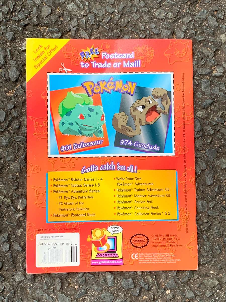 Pokémon Tatoo Album - Unused - 1999 - New Old Stock