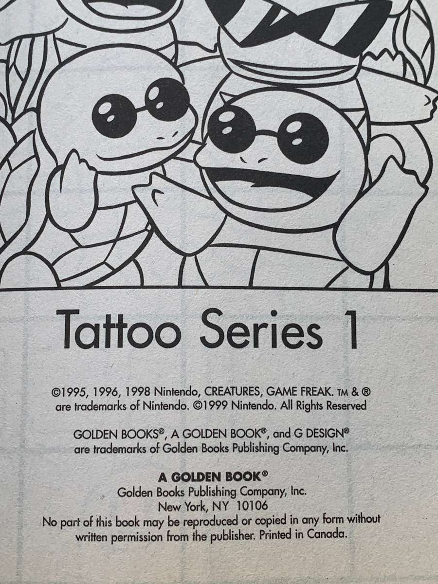 Pokémon Tatoo Album - Unused - 1999 - New Old Stock