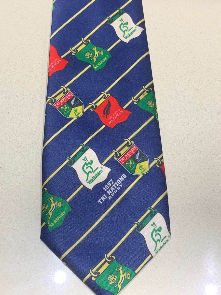 Silk Tie  1997 Tri Nations Rugby - Springboks, Wallabies & All Blacks - Tie Is In Incredible Con