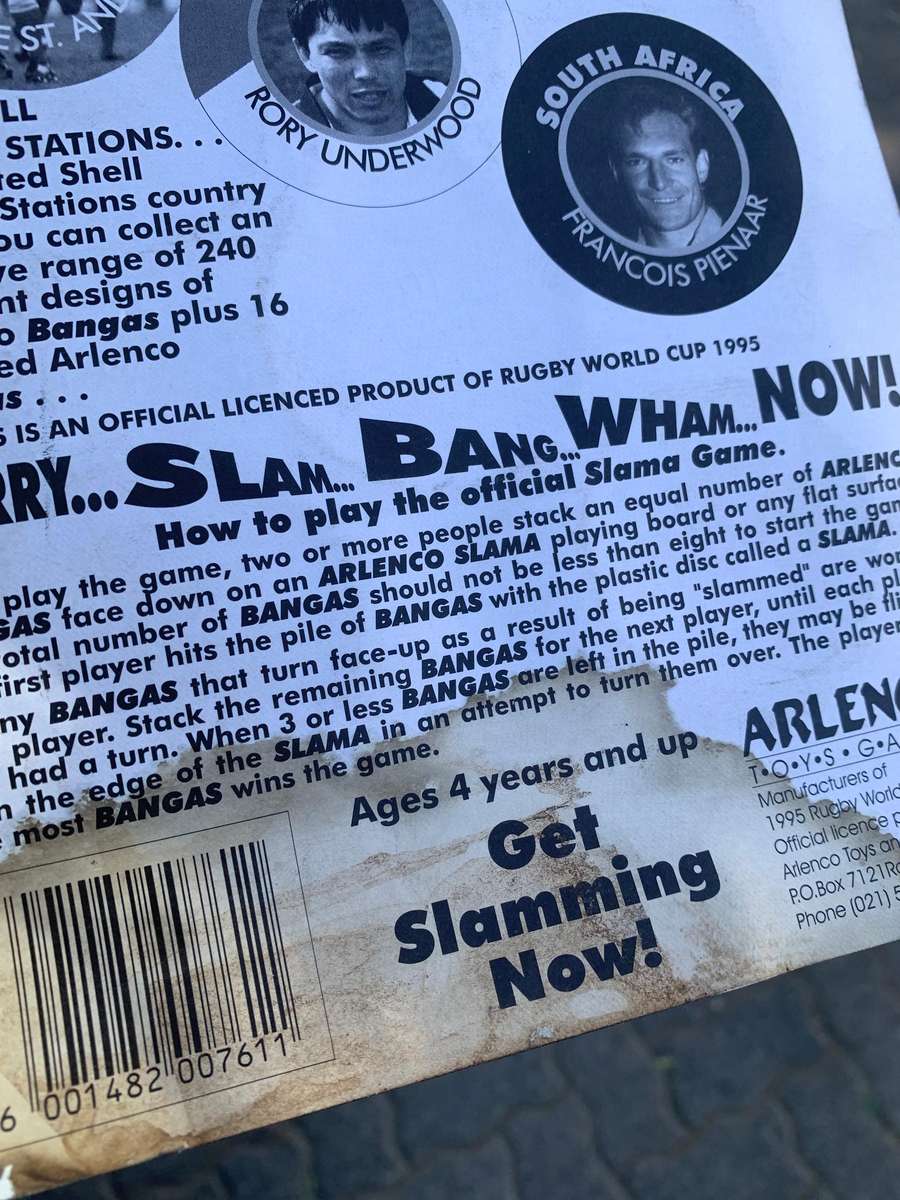 Sealed Pack - Arlenco 95 Rugby World Cup Slammas  Mild Water Discolouration Edge