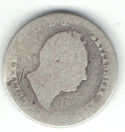 1836 GREAT BRITAIN 4d silver 4 pence on F grade