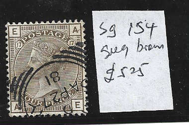 1880 GREAT BRITON Q  VIC 4d Grey Brown colour used single SG 154 HIGH CAT VALUE GBP 540