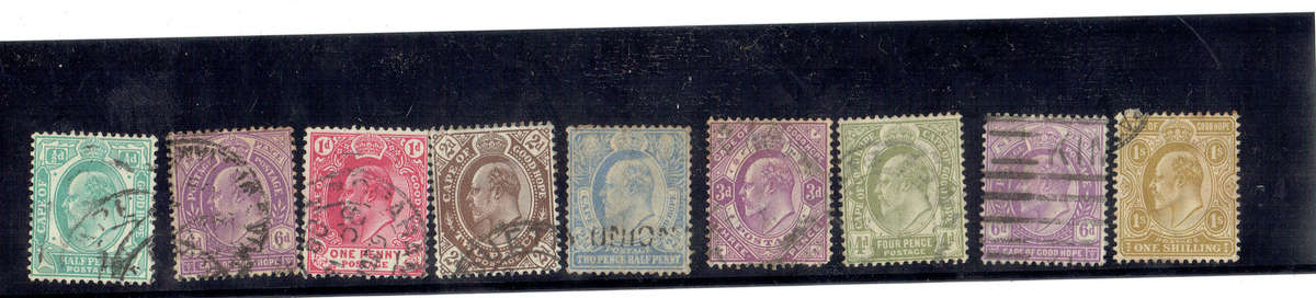 1902 COGH K E Vll 1/d-1s used singles CC65-72 CV R303