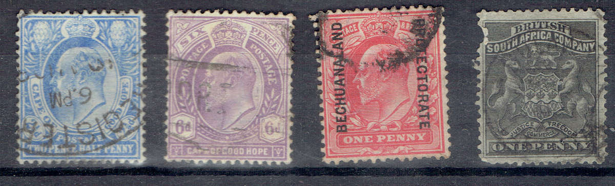 1888 BSAC 1d used,1904 BECH Protec 1d used,OFS 2 1/2d and 3d used singles see scan