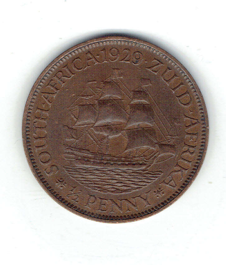 1929 UNION of S A half Penny in EF+/AU grade RARE IN HIGH GRADES