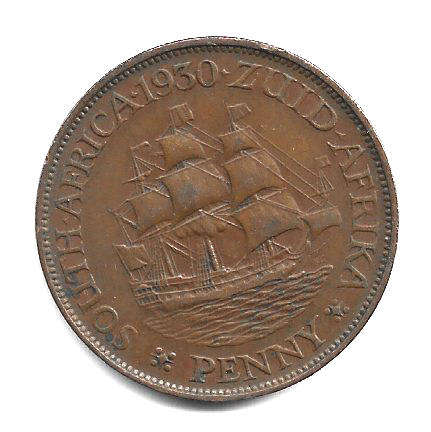 1929 UNION of S A 1 Penny in VF+ grade