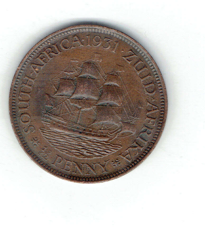 1931 UNION of S A haif Penny in EF grade RARE in HIGH grades