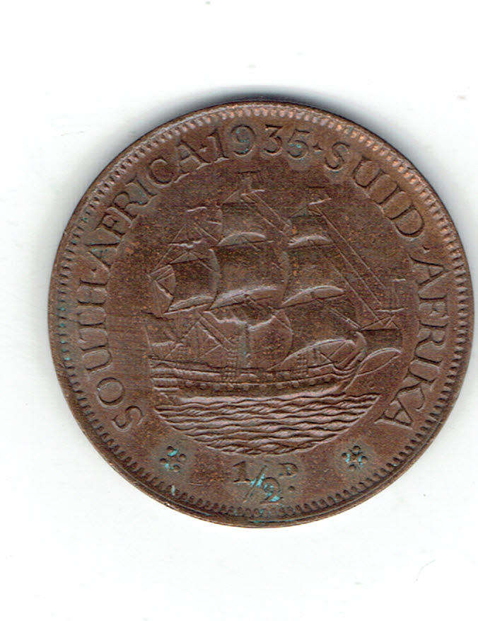 1934 UNION of S A half Penny in EF/AU grade RARE IN HIGH GRADES