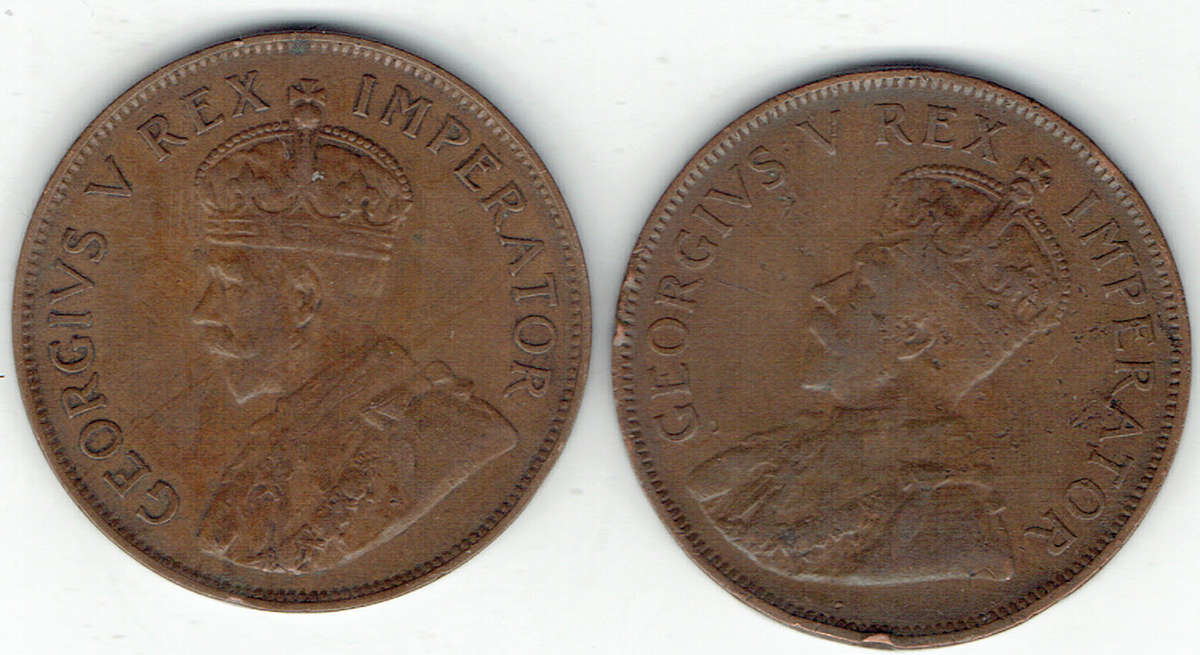 1934 UNION of S A 1penny x 2 in VF+ grade