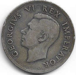 1937 UNION of S A silver HALFCROWN in VF+ grade