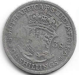 1937 UNION of S A Silver Halfcrown in VF grade